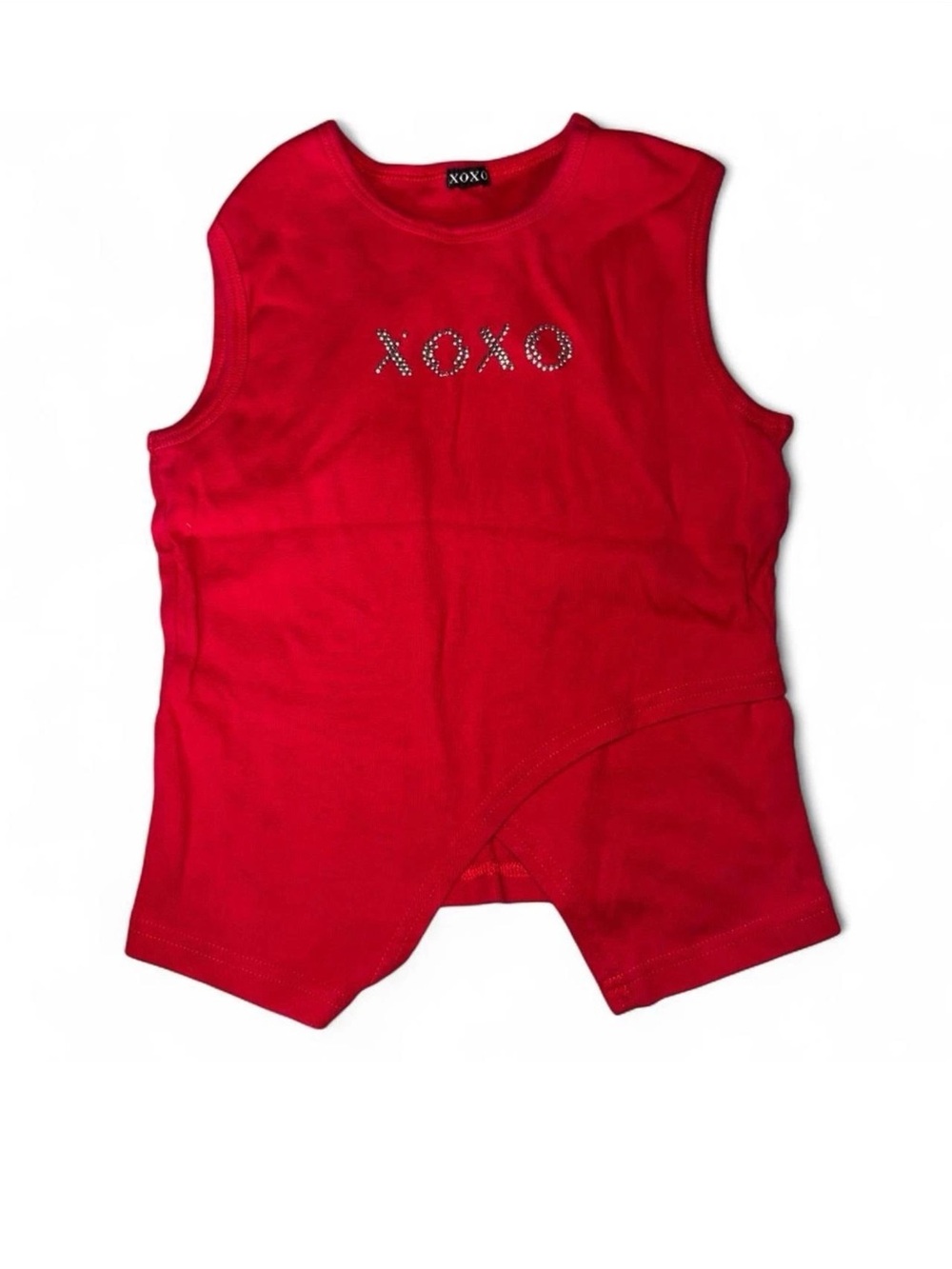 XOXO Red Rhinestone Logo Cropped Tank